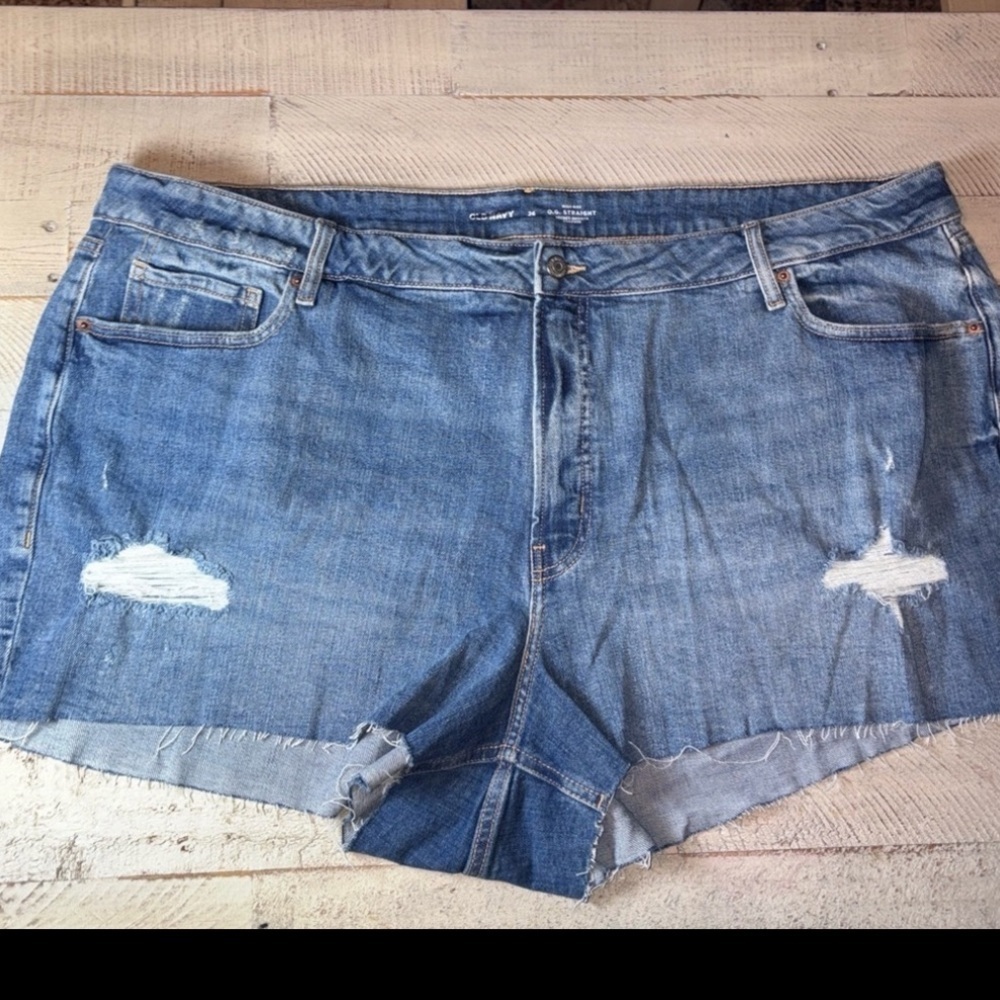 Old Navy Women's Size 26 Denim Shorts O.G. Straight Blue Regular Distressed - Picture 13 of 16